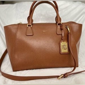 RALPH LAUREN R.L.L Lowell Stefanie Brown Leather Satchel